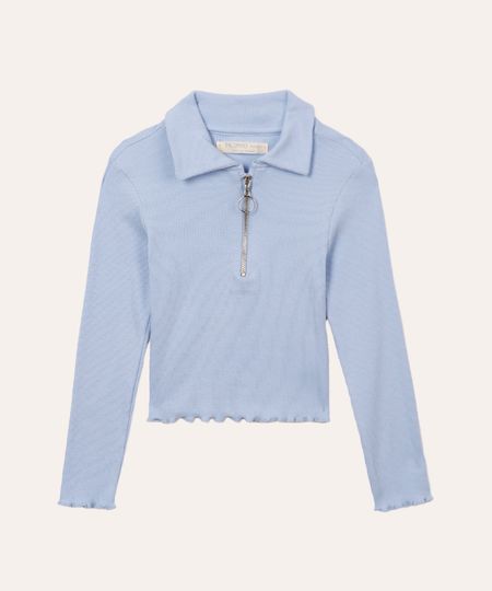 blusa de algodão infantil fru fru azul 4
