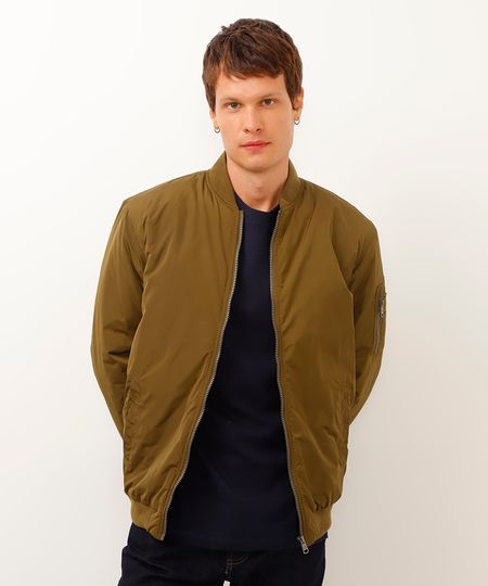 jaqueta bomber com bolsos verde PP
