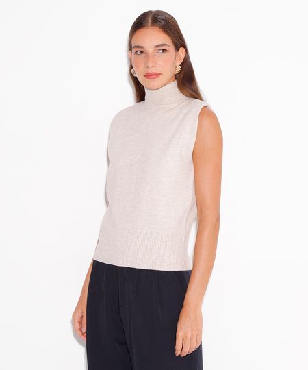 regata de tricot gola alta mindset bege GG regata de tricot gola alta mindset bege GG