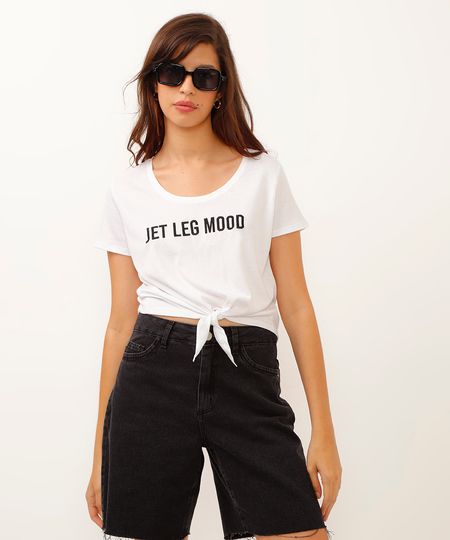 erro de grafia na peça - camiseta cropped com amarração jet lag mood off white GG