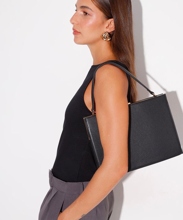 bolsa de mão com metal mindset preta UNICO