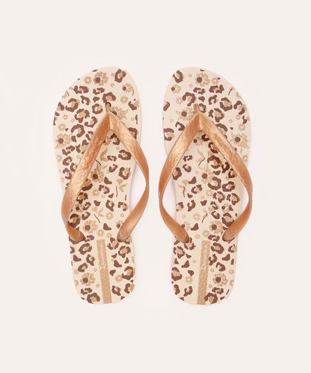 chinelo ipanema happy animal print bege 33-34