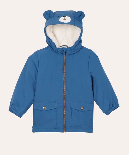 jaqueta infantil com pelúcia e orelhas azul 1