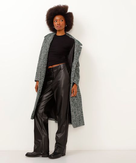 calça de poliuretano reta preta 44 calça de poliuretano reta preta 44