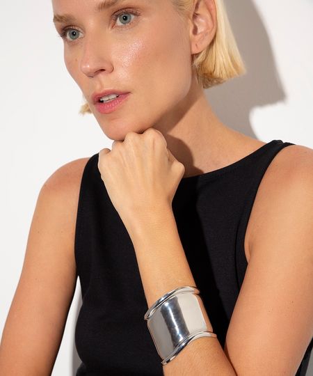 bracelete largo mindset prateado UNICO