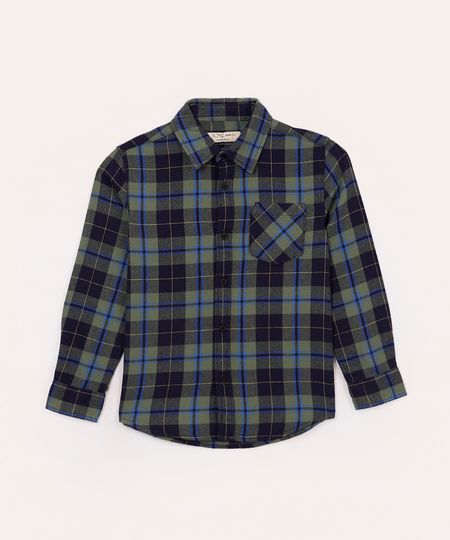 camisa de algodão infantil xadrez verde 4