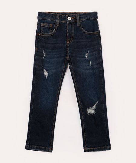 calça jeans skinny infantil com rasgos azul 8