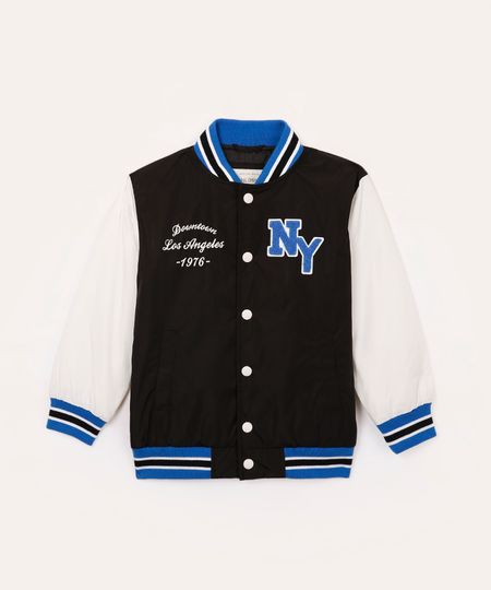 jaqueta bomber infantil college preta 10