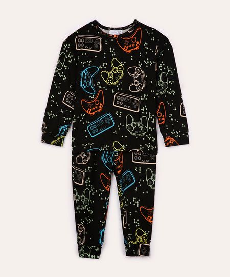 pijama infantil games preto 2