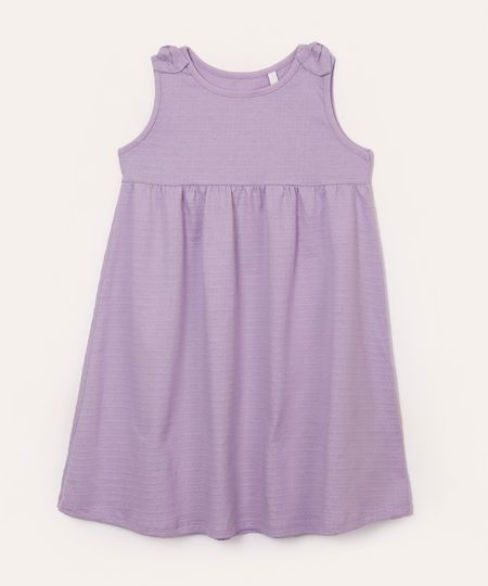 vestido infantil de algodão laço texturizado lilás 3