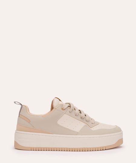 tênis casual flatform com recorte ace cinza 35