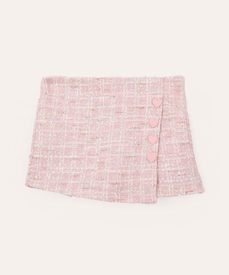 short saia de tweed infantil corações rosa 4