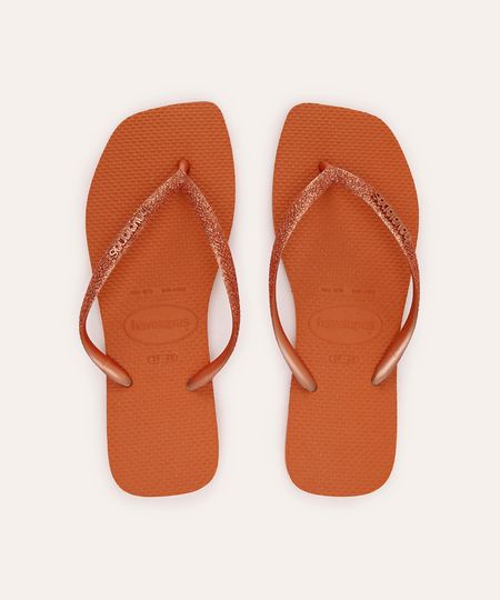 chinelo havaianas slim square glitter laranja 33-34