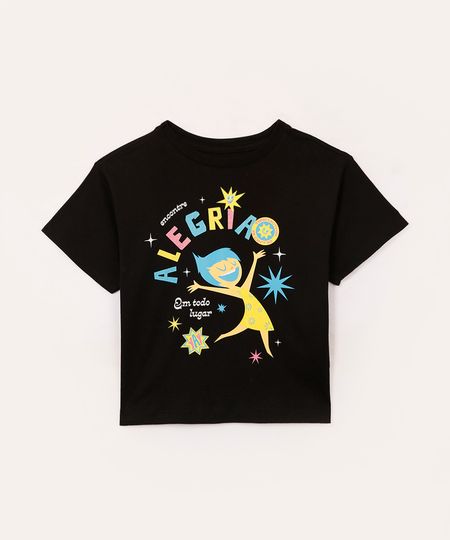 camiseta de algodão infantil alegria divertida mente preta 6