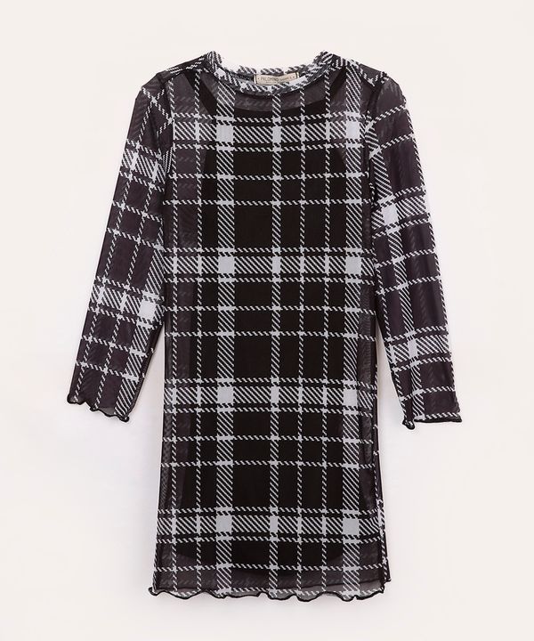 vestido de tule infantil xadrez preto 6