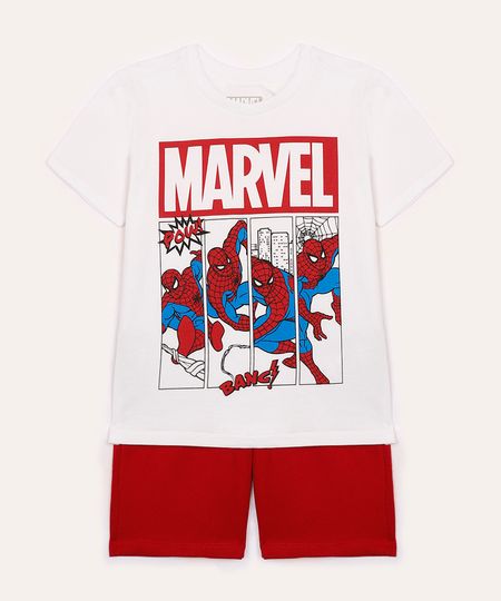 conjunto de algodão infantil homem aranha branco 4