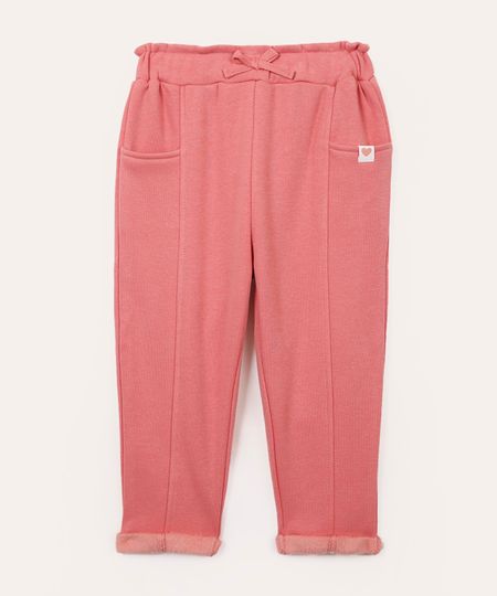 calça clochard de moletom infantil rosa 1