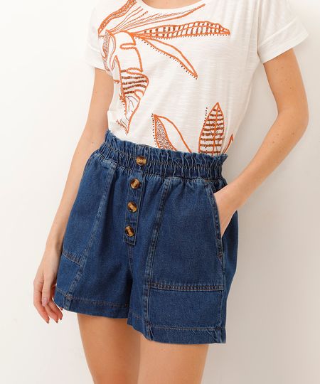 short jeans clochard cintura super alta azul 34 short jeans clochard cintura super alta azul 34