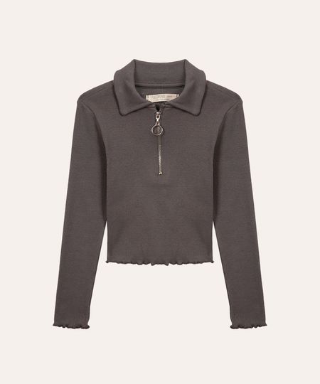 blusa de algodão infantil fru fru cinza 4