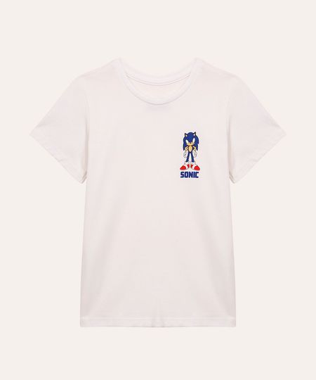 camiseta de algodão infantil sonic branca 3