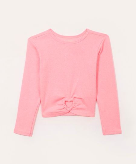 blusa de algodão infantil com brilho rosa 6