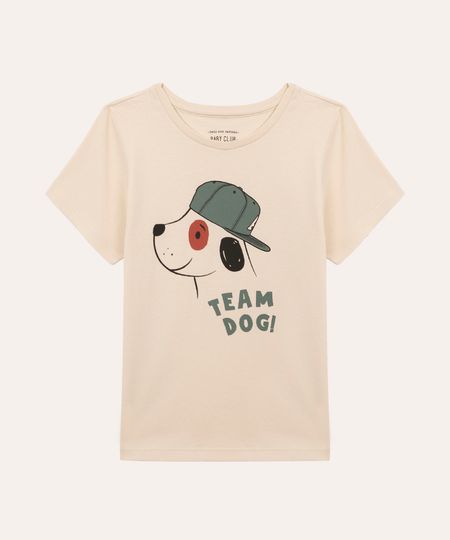camiseta de algodão infantil cachorro bege 2