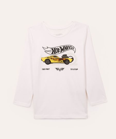 camiseta de algodão infantil hot wheels branca 3