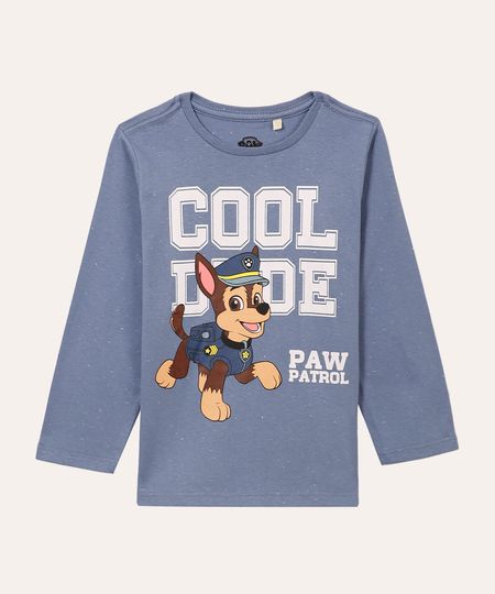 camiseta de algodão botonê infantil  patrulha canina azul claro 1