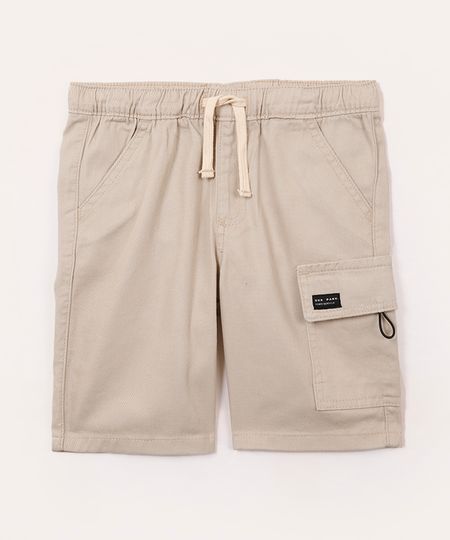 bermuda cargo de sarja infantil bege 6