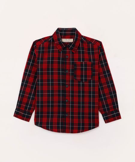 camisa manga longa infantil xadrez vermelho 6