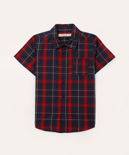 camisa de algodão infantil xadrez vermelho 4