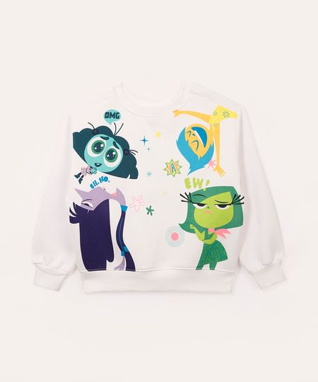 blusão de moletom infantil divertida mente off white 4