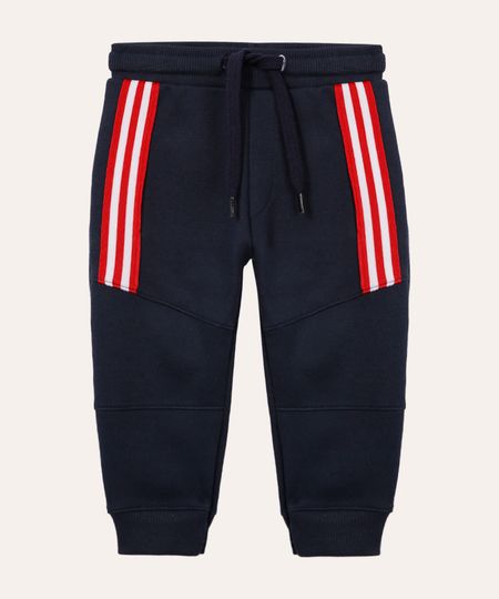 calça de moletom infantil com listras azul 2