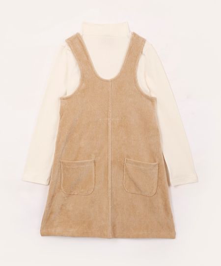 vestido de camurça e blusa manga longa infantil bege 4 vestido de camurça e blusa manga longa infantil bege 4