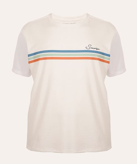 camiseta de algodão sunrise plus size off white GG1
