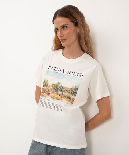 camiseta de algodão manga curta vicent van gogh off white PP
