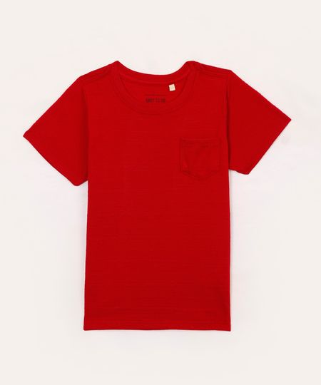 camiseta infantil texturizada com bolso vermelha 3