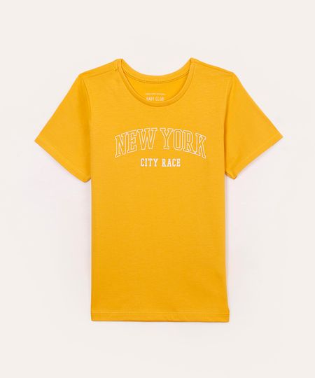 camiseta de algodão infantil new york amarelo 3
