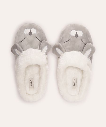 pantufa de pelúcia coelho cinza G