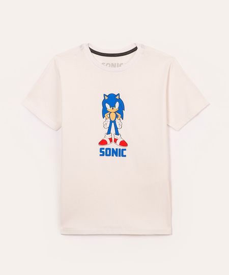 camiseta infantil de algodão sonic manga curta branca 4