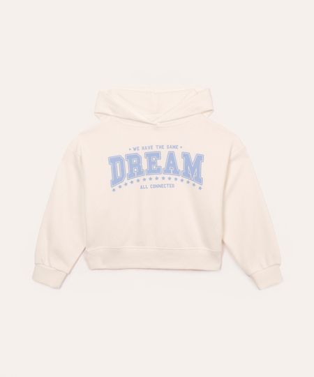 blusão de moletom infantil dream com capuz  off white 4 blusão de moletom infantil dream com capuz  off white 4