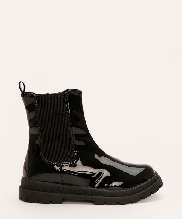 bota chelsea infantil em verniz preto 29