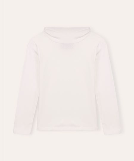 blusa básica de algodão infantil gola alta off white 4