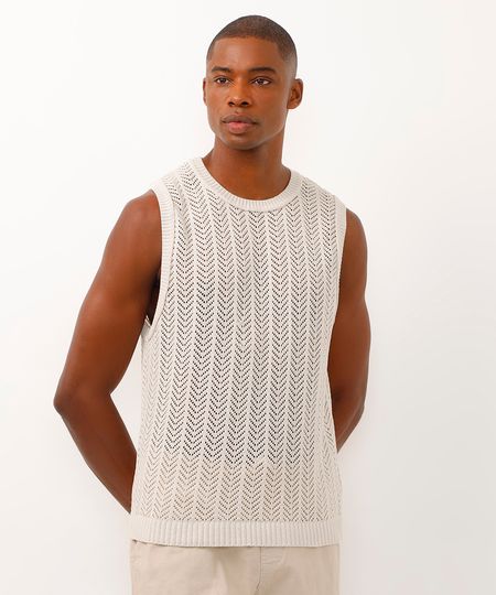 regata de tricot texturizada bege G