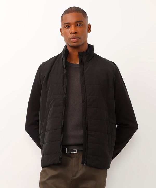 jaqueta puffer texturizada preta G