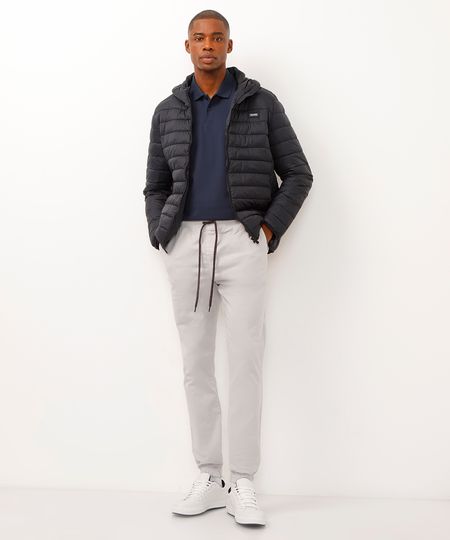 calça jogger slim de sarja amaciada com bolsos preto - cinza claro 38