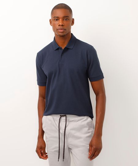 polo piquet de algodão peruano azul P