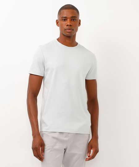 camiseta slim de algodão peruano - azul claro GG