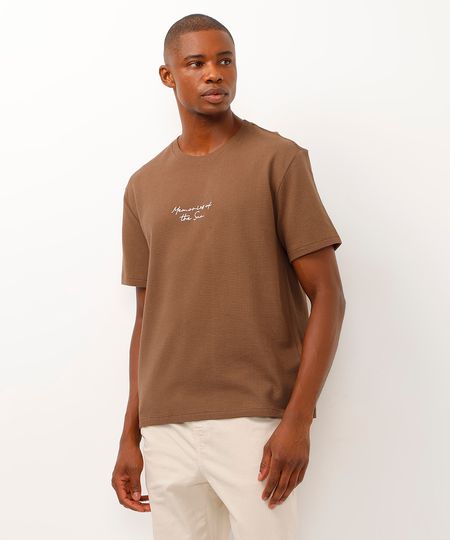 camiseta de algodão texturizada memories of the sun marrom M