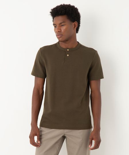 camiseta de algodão texturizada manga curta verde G